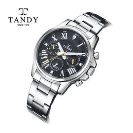 [TANDY] Men's Diamond Metal Wristwatch DIA-3924 – Precisely Cut Real Diamond Points, Luminous Hour & Minute Hands for Nighttime Visibility